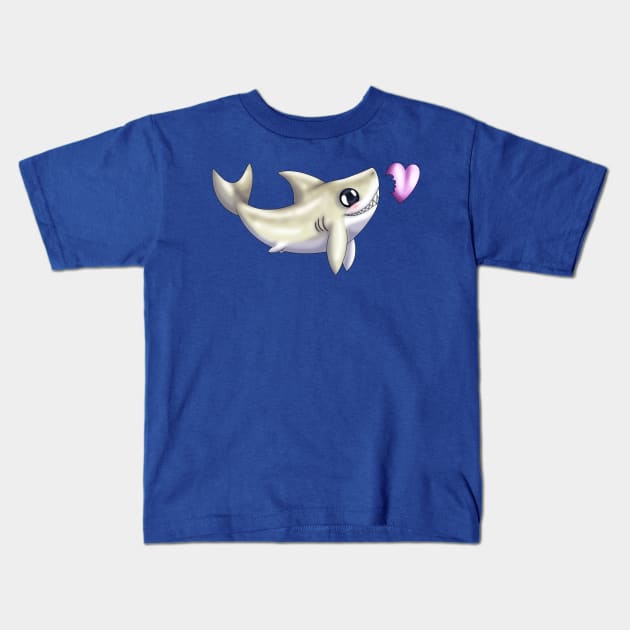Shark Bites! (Tan) Kids T-Shirt by spyroid101